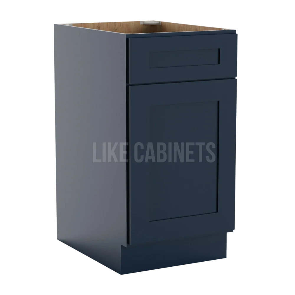 Navy Blue Shaker Trash Base Cabinet