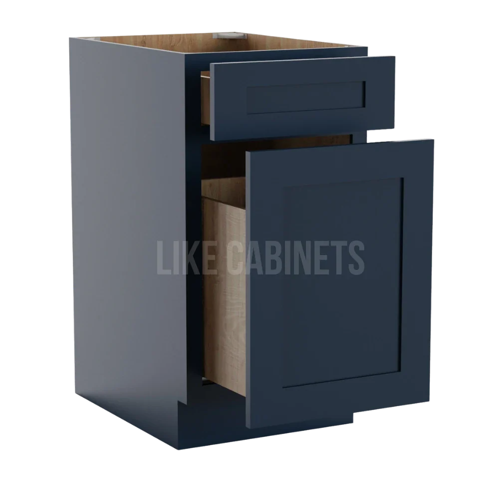 Navy Blue Shaker Trash Base Cabinet
