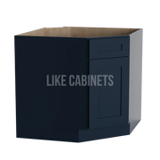 Navy Blue Shaker Corner Sink Base Cabinet