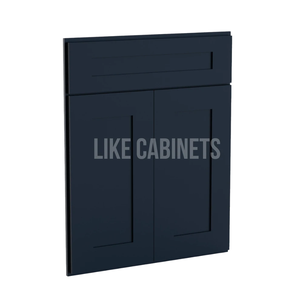 Navy Blue Shaker Corner Sink Base Front