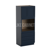 Navy Blue Shaker 33'' W Double Door Oven Pantry Cabinet with Three Drawers