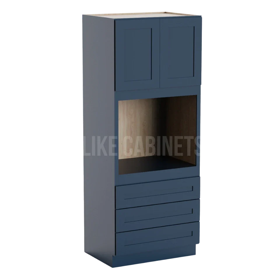 Navy Blue Shaker 33'' W Oven Pantry Cabinet