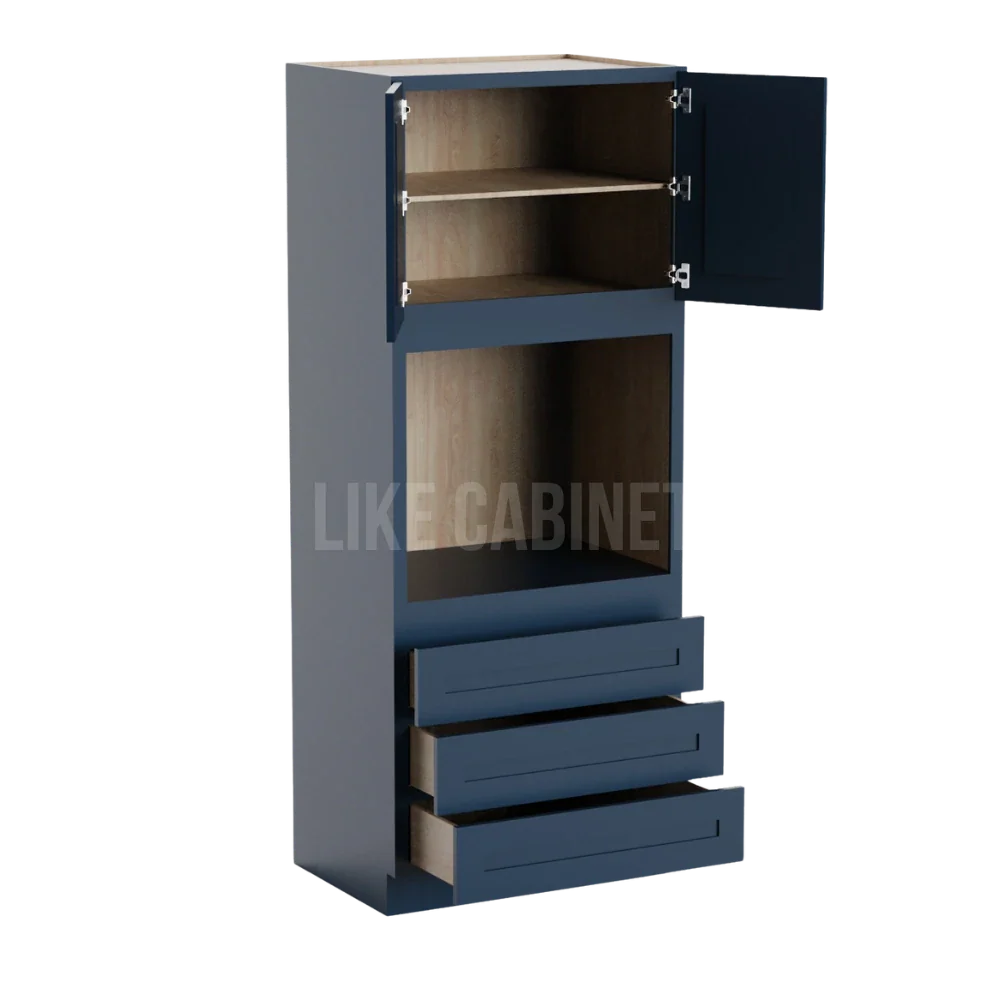 Navy Blue Shaker 33'' W Oven Pantry Cabinet