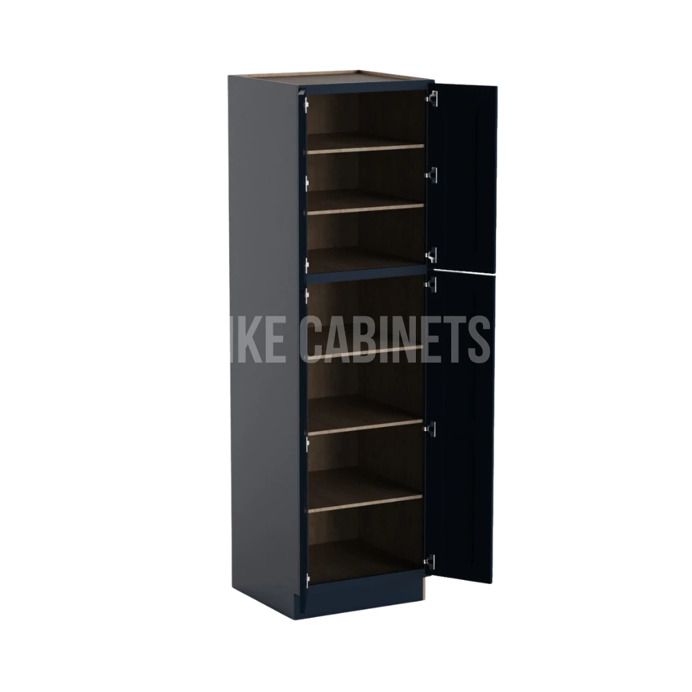 Navy Blue Shaker 24'' W Two Double Door Utility Pantry Cabinet