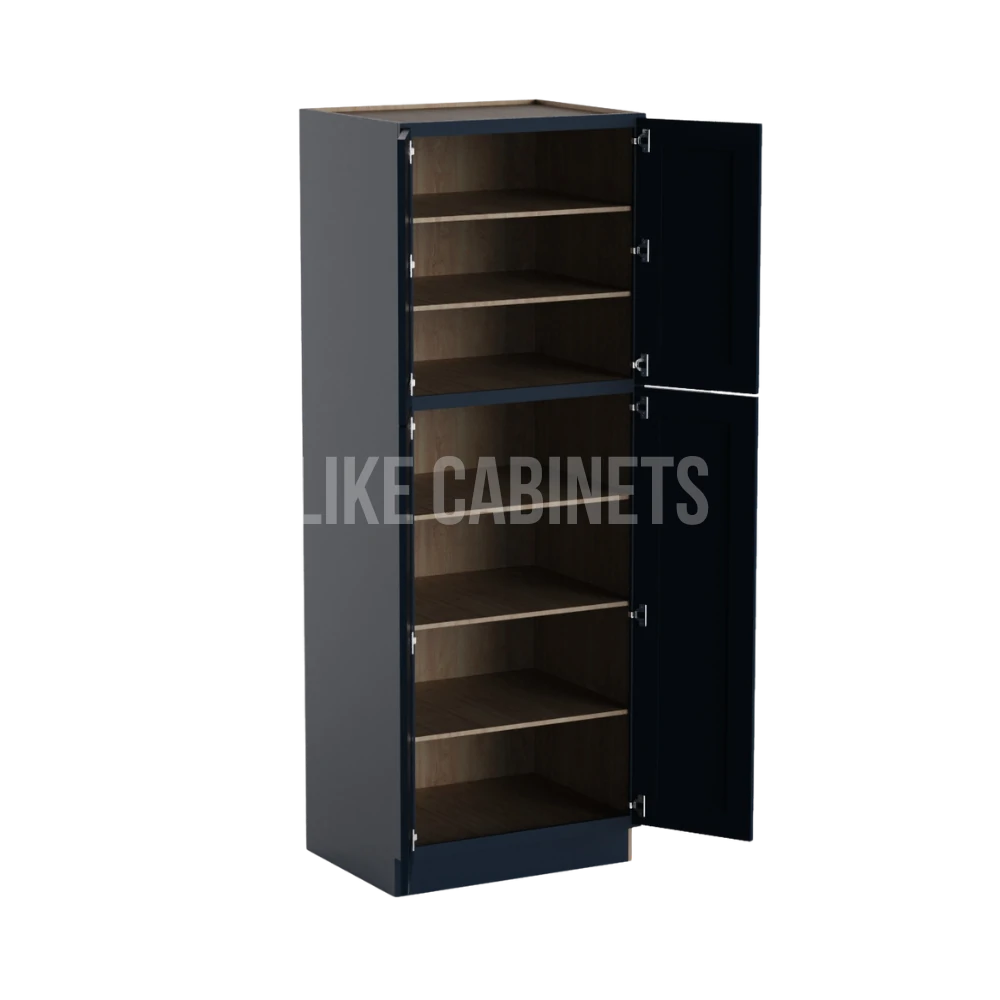Navy Blue Shaker 30''W Two Double Door Utility Pantry Cabinet