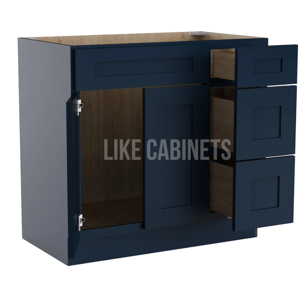 Navy Blue Shaker 36'' W Vanity Combo with Drawers