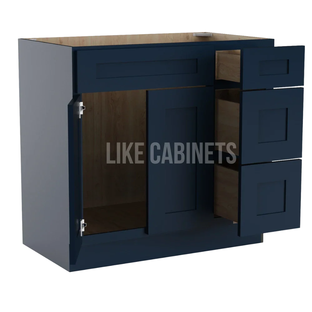 Navy Blue Shaker 33'' W Vanity Combo with Drawers