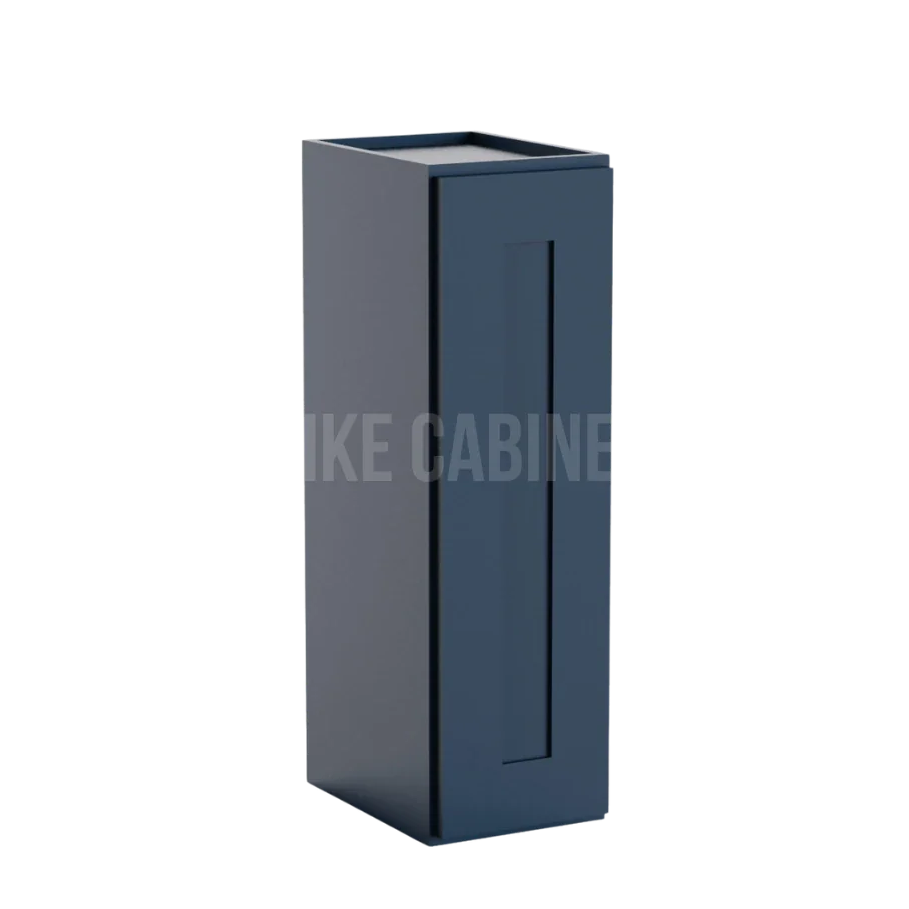 Navy Blue Shaker 30" H 9"W Single Door Wall Cabinet