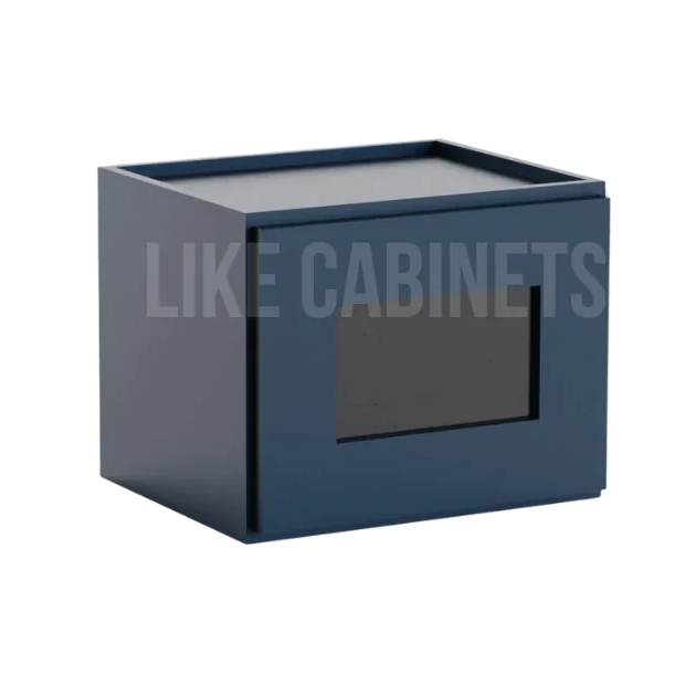 Navy Blue Shaker 12'' H Single Door Wall Cabinet with Glass Door
