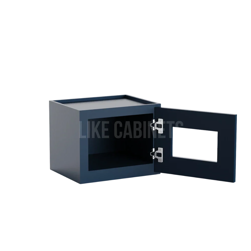 Navy Blue Shaker 12'' H Single Door Wall Cabinet with Glass Door