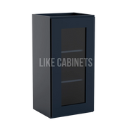 Navy Blue Shaker 30'' H Single Door Wall Cabinet Glass Door