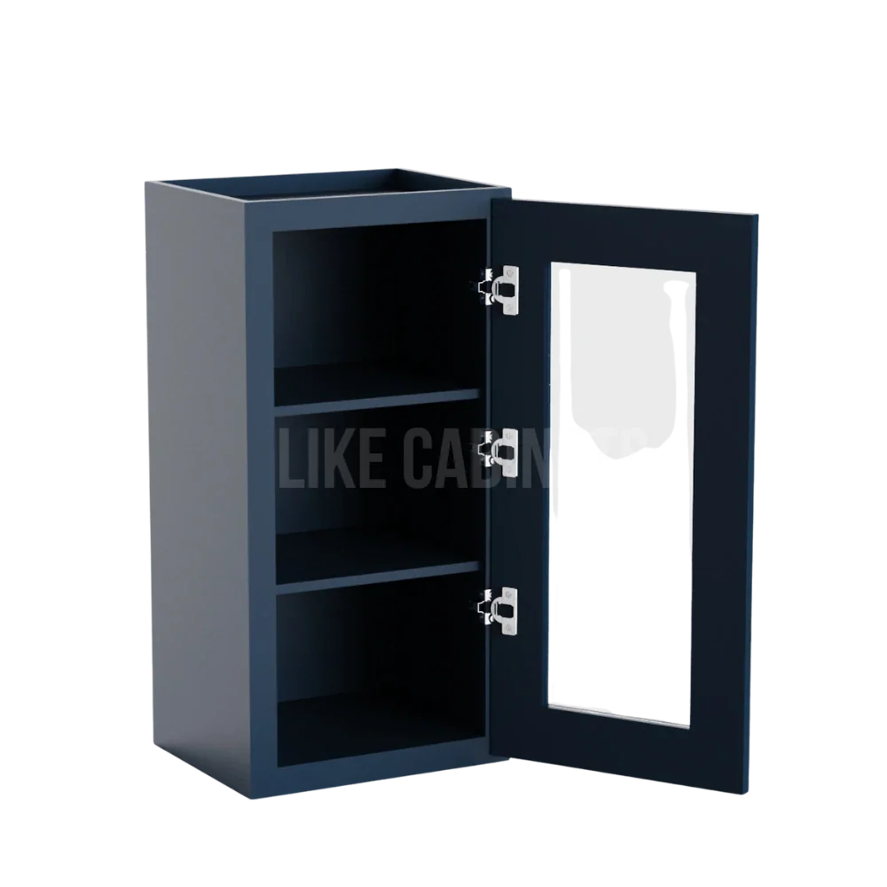 Navy Blue Shaker 30'' H Single Door Wall Cabinet with Glass Door