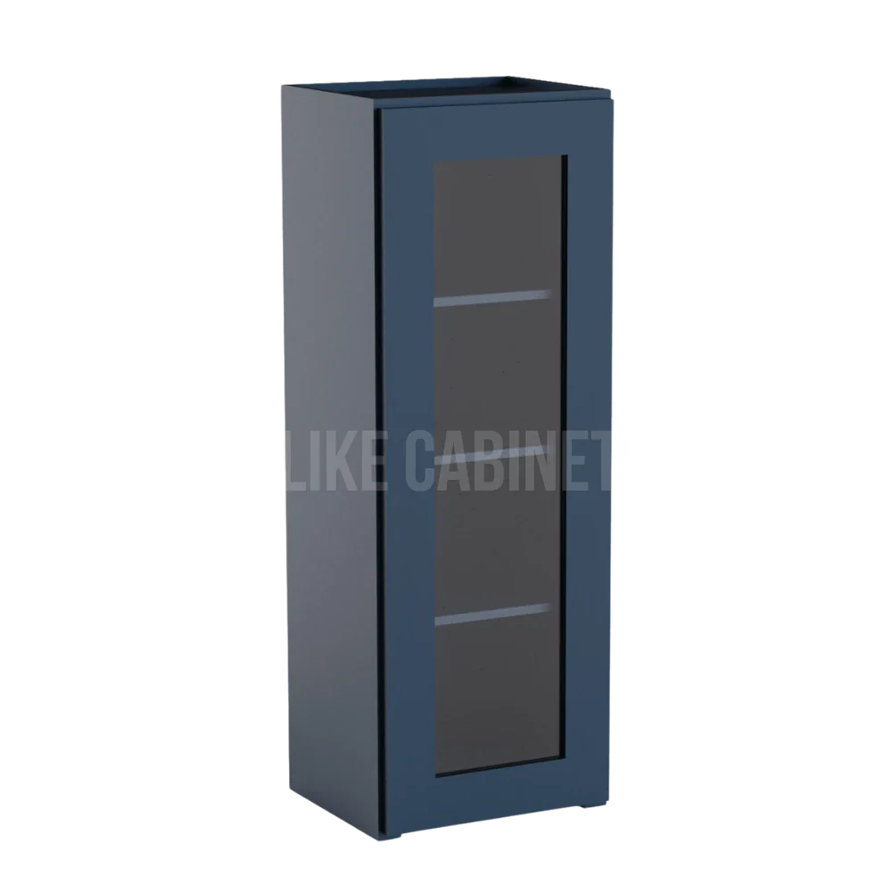 Navy Blue Shaker 42'' H Single Door Wall Cabinet with Glass Door
