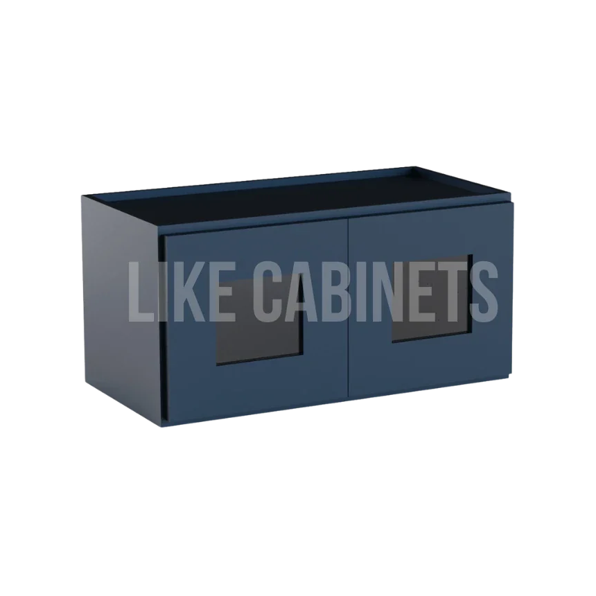 Navy Blue Shaker 12'' H Double Door Wall Cabinet with Glass Doors