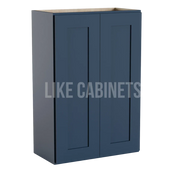 Navy Blue Shaker Double Door Wall Cabinets 36''H, 12''D