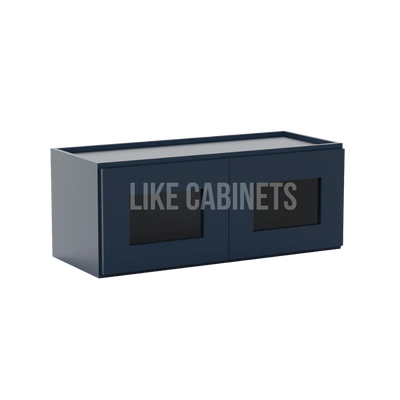 Navy Blue 12''H Double Door Wall Cabinet with Glass Doors