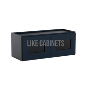 Navy Blue Shaker 18'' H Double Door Wall Cabinet With Glass Doors