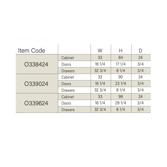 Slim White Oak 33'' W Double Door Oven Pantry Cabinet with Three Drawers