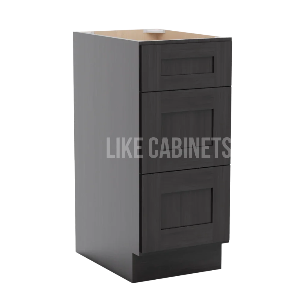 Smokey Ash Vanity Three Drawer Base Cabinet