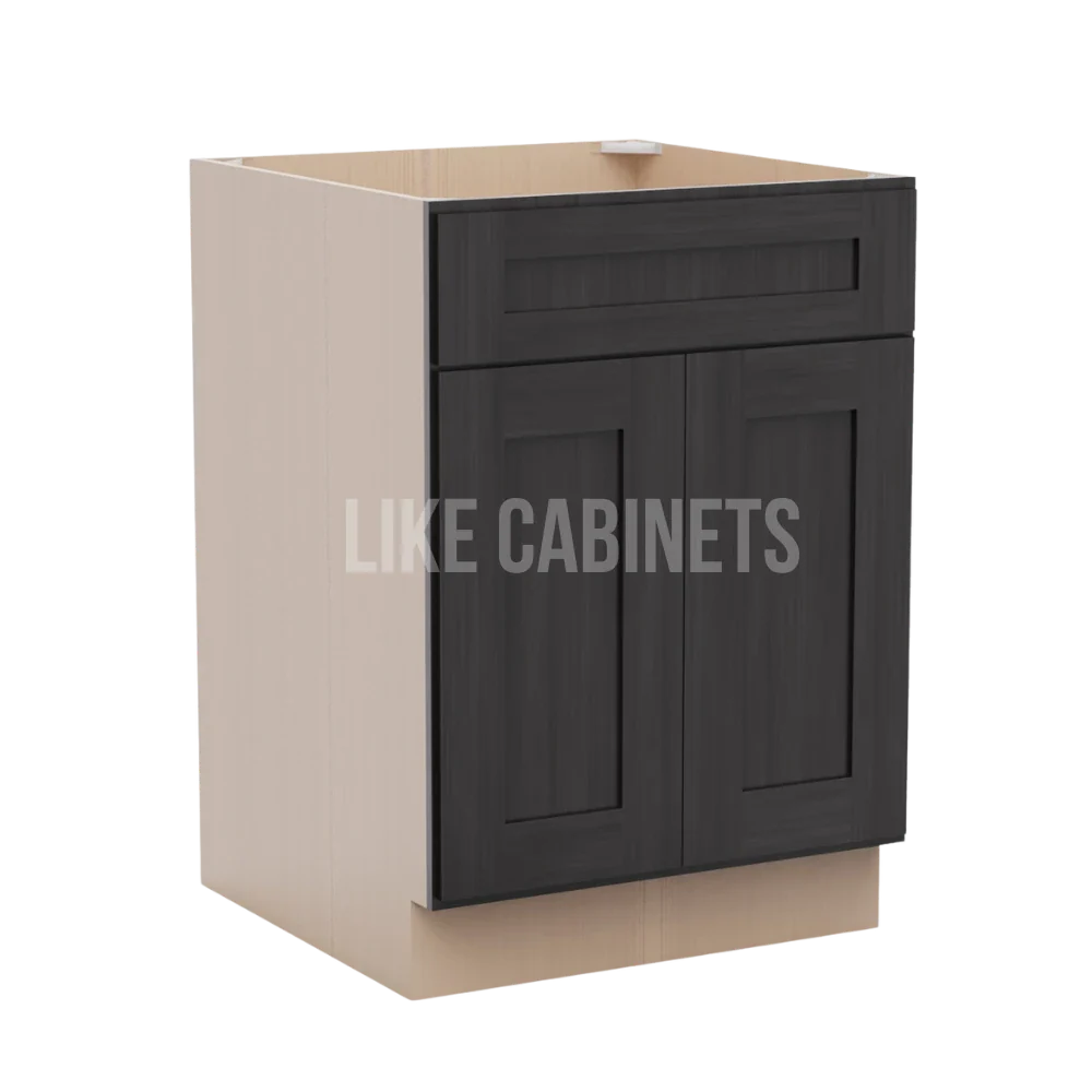 Smokey Ash Base Cabinet with Double Doors & Single Drawer