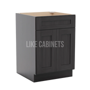 Smokey Ash Base Cabinet with Double Doors & Single Drawer