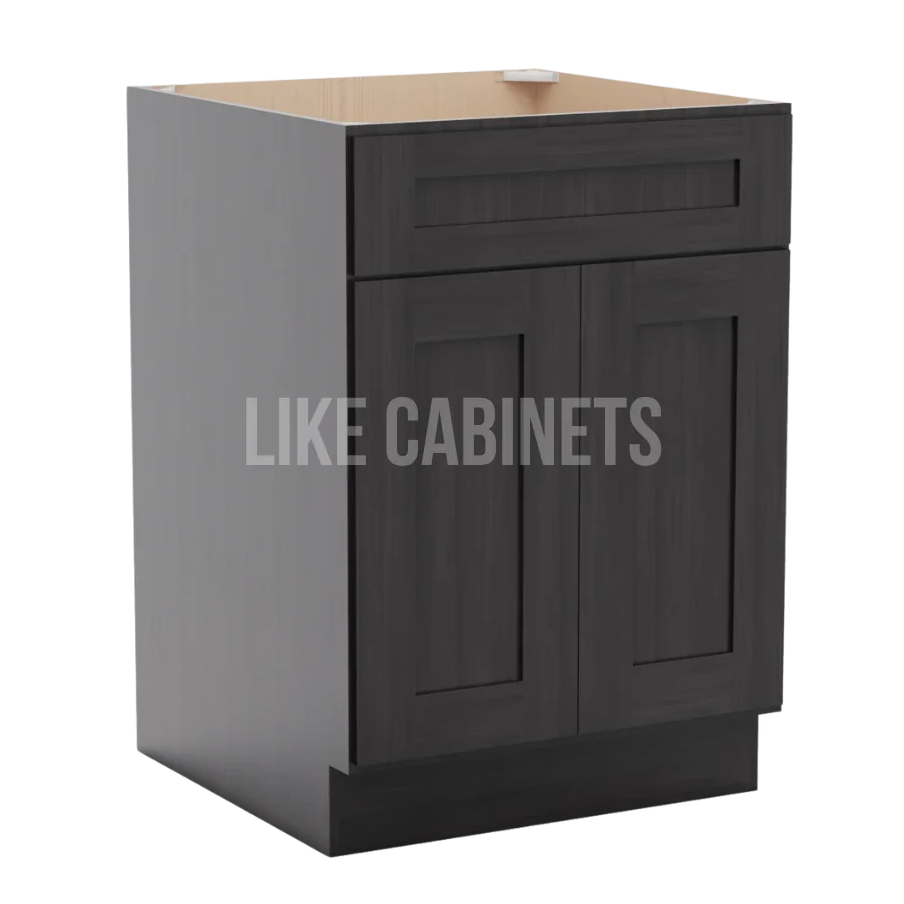 Smokey Ash Base Cabinet with Double Doors & Single Drawer