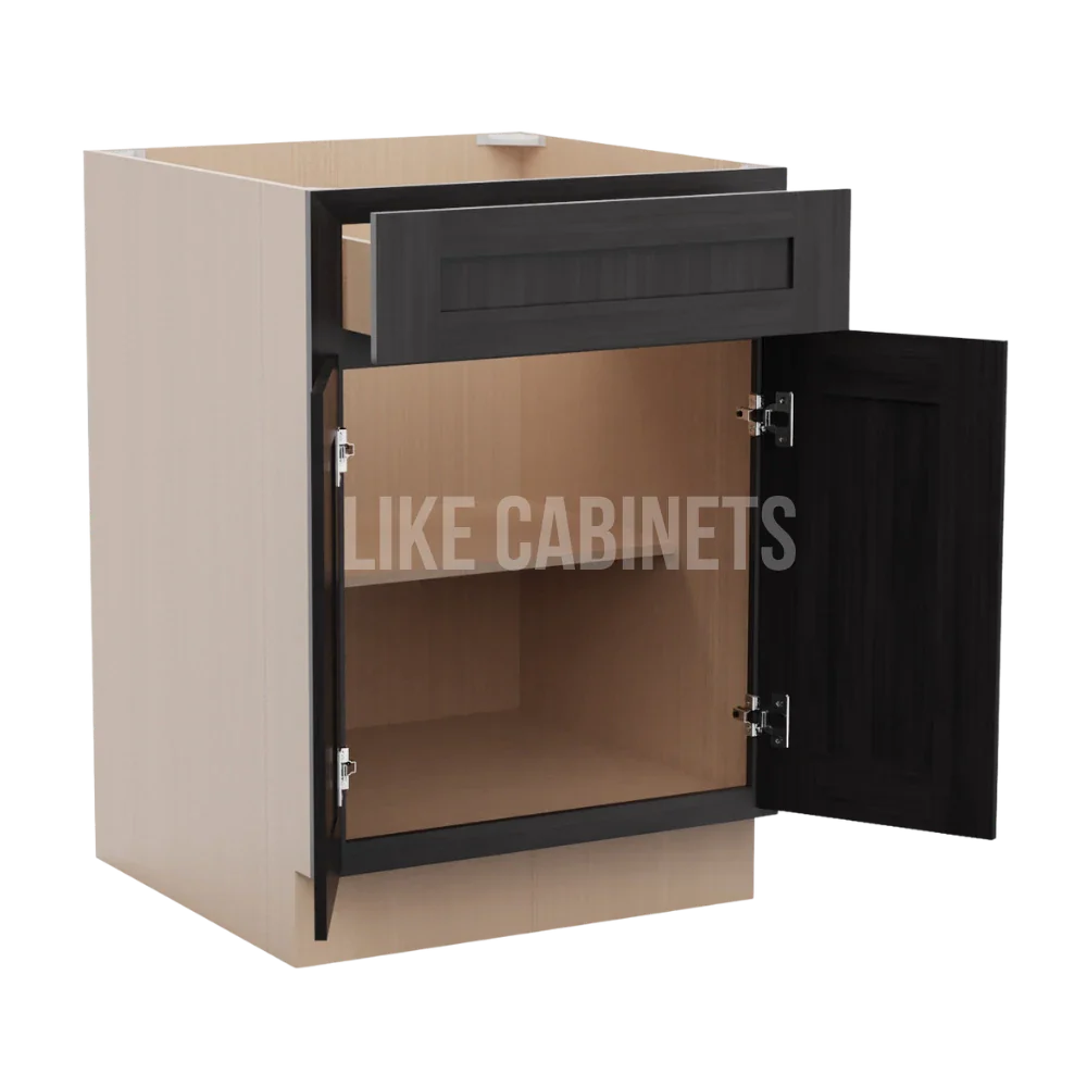 Smokey Ash Base Cabinet with Double Doors & Single Drawer