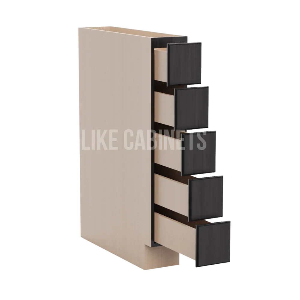 Smokey Ash Base Spice Cabinet with 5 Drawers
