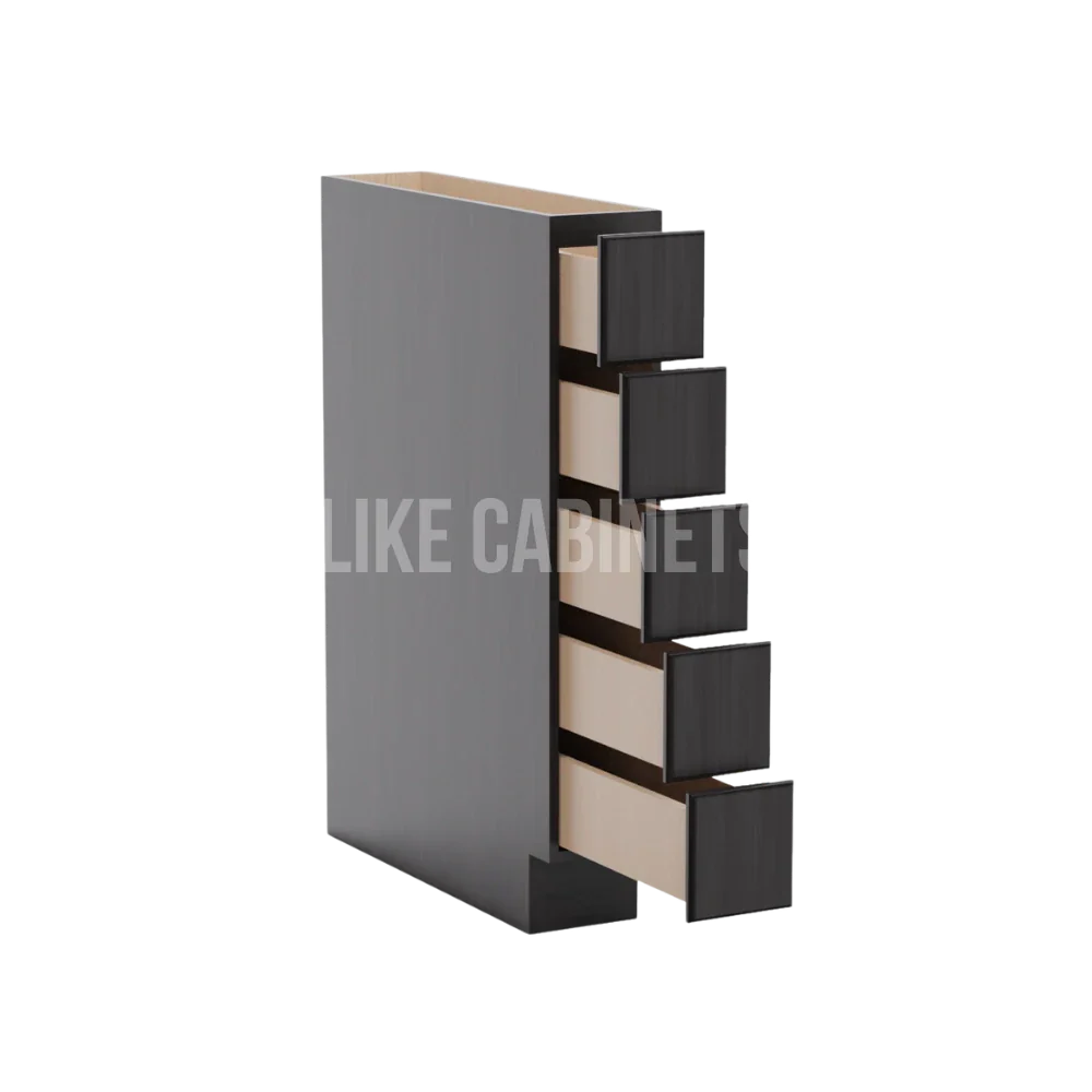 Smokey Ash Base Spice Cabinet with 5 Drawers