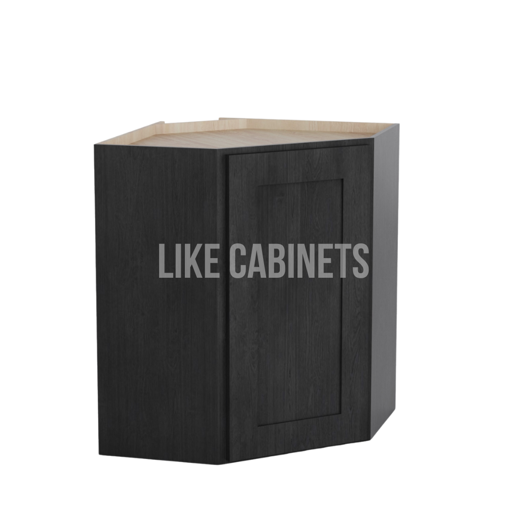 Smokey Ash 24'' W Diagonal Corner Wall Cabinet
