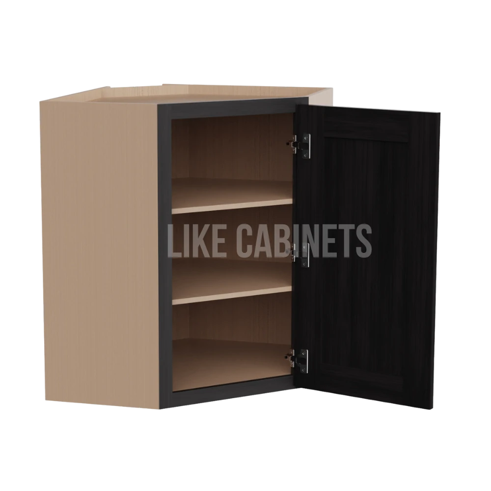 Smokey Ash 24'' W Diagonal Corner Wall Cabinet