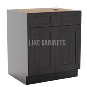 Smokey Ash Sink Base With Double Doors and False Drawers