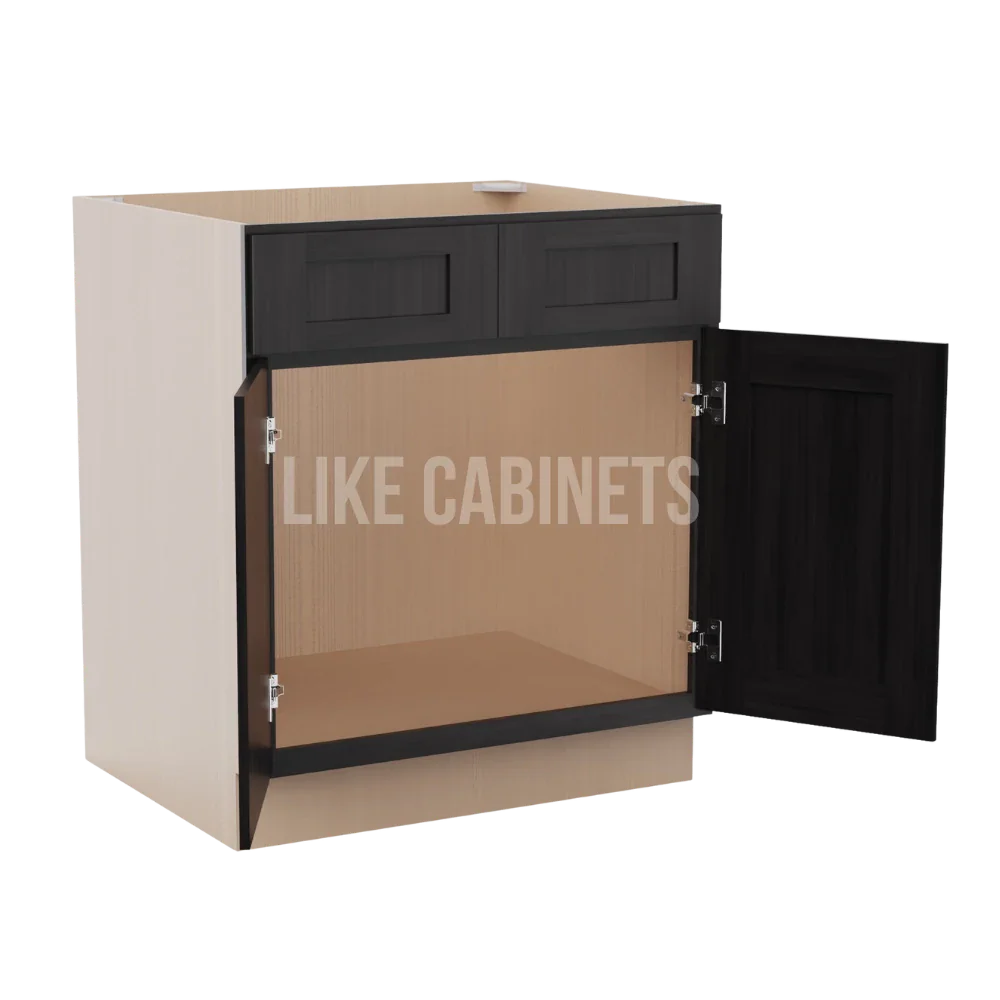 Smokey Ash Sink Base With Double Doors and False Drawers