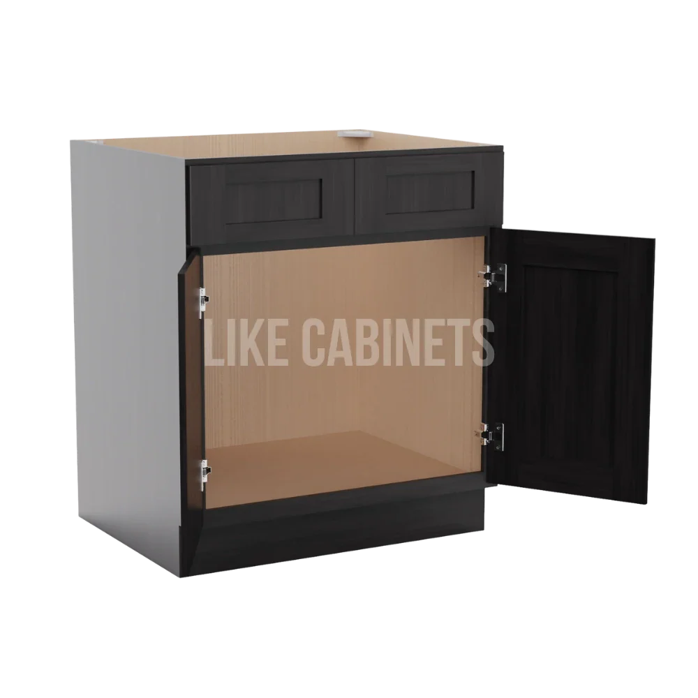 Smokey Ash Sink Base With Double Doors and False Drawers