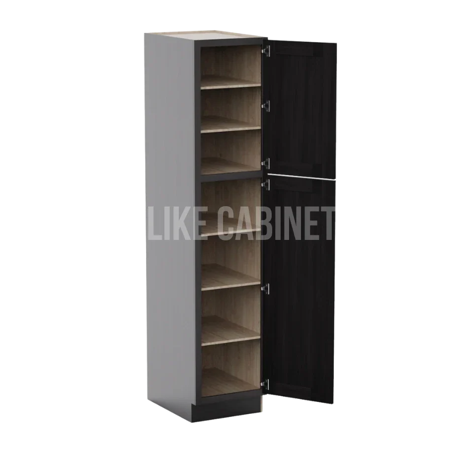 Smokey Ash 18'' W Two Single Door Utility Pantry Cabinet