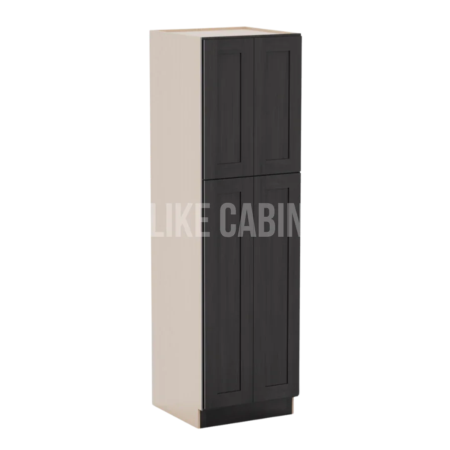 Smokey Ash 24'' W Two Double Door Utility Pantry Cabinet