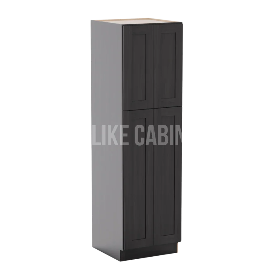 Smokey Ash 24'' W Two Double Door Utility Pantry Cabinet