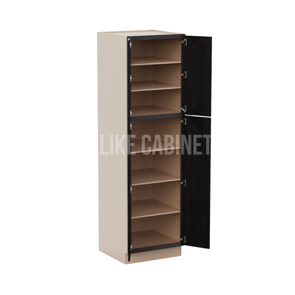 Smokey Ash 24'' W Two Double Door Utility Pantry Cabinet
