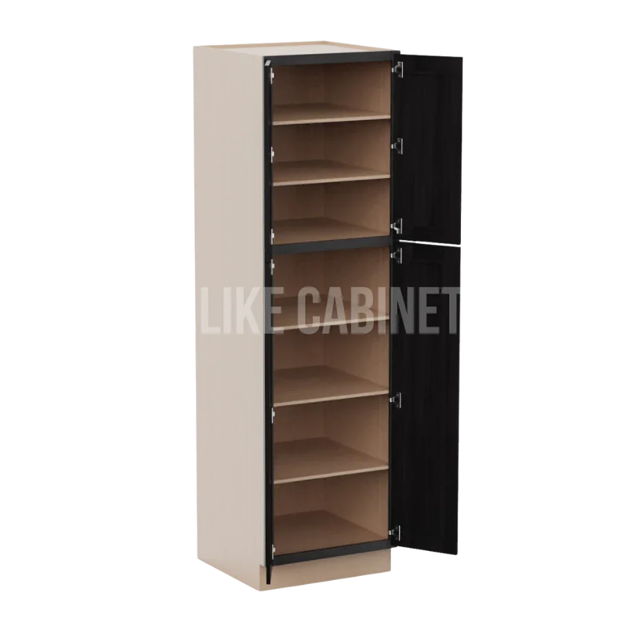 Smokey Ash 24'' W Two Double Door Utility Pantry Cabinet