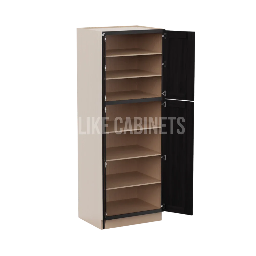 Smokey Ash 30''W Two Double Door Utility Pantry Cabinet