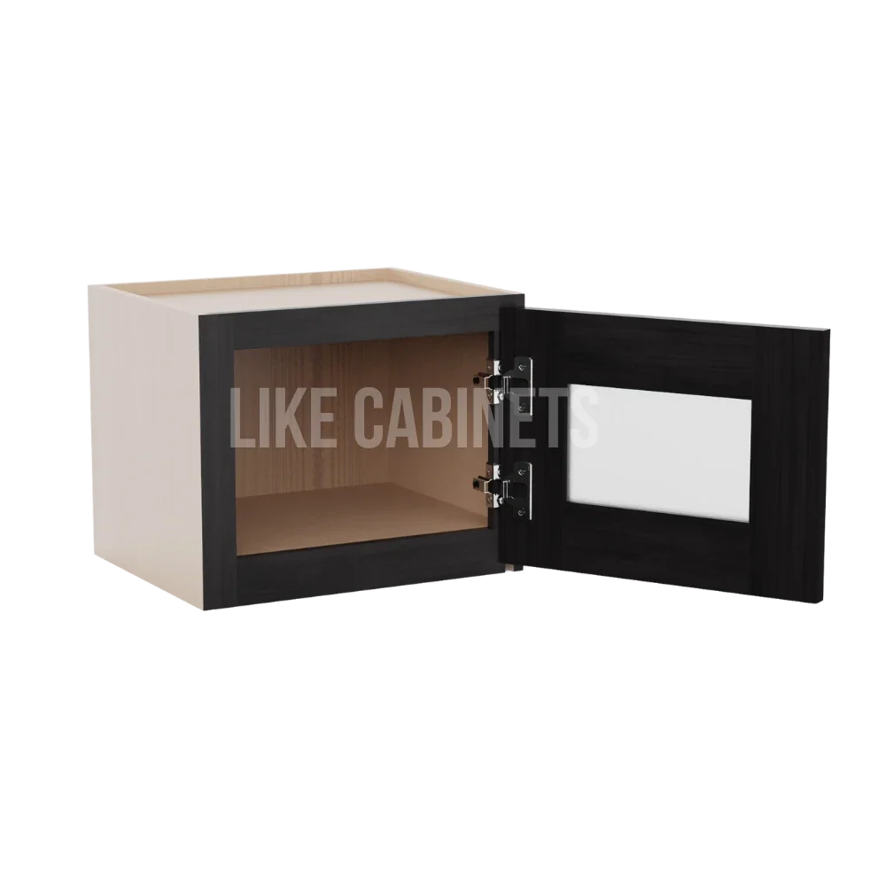 Smokey Ash 12'' H Single Door Wall Cabinet with Glass Door
