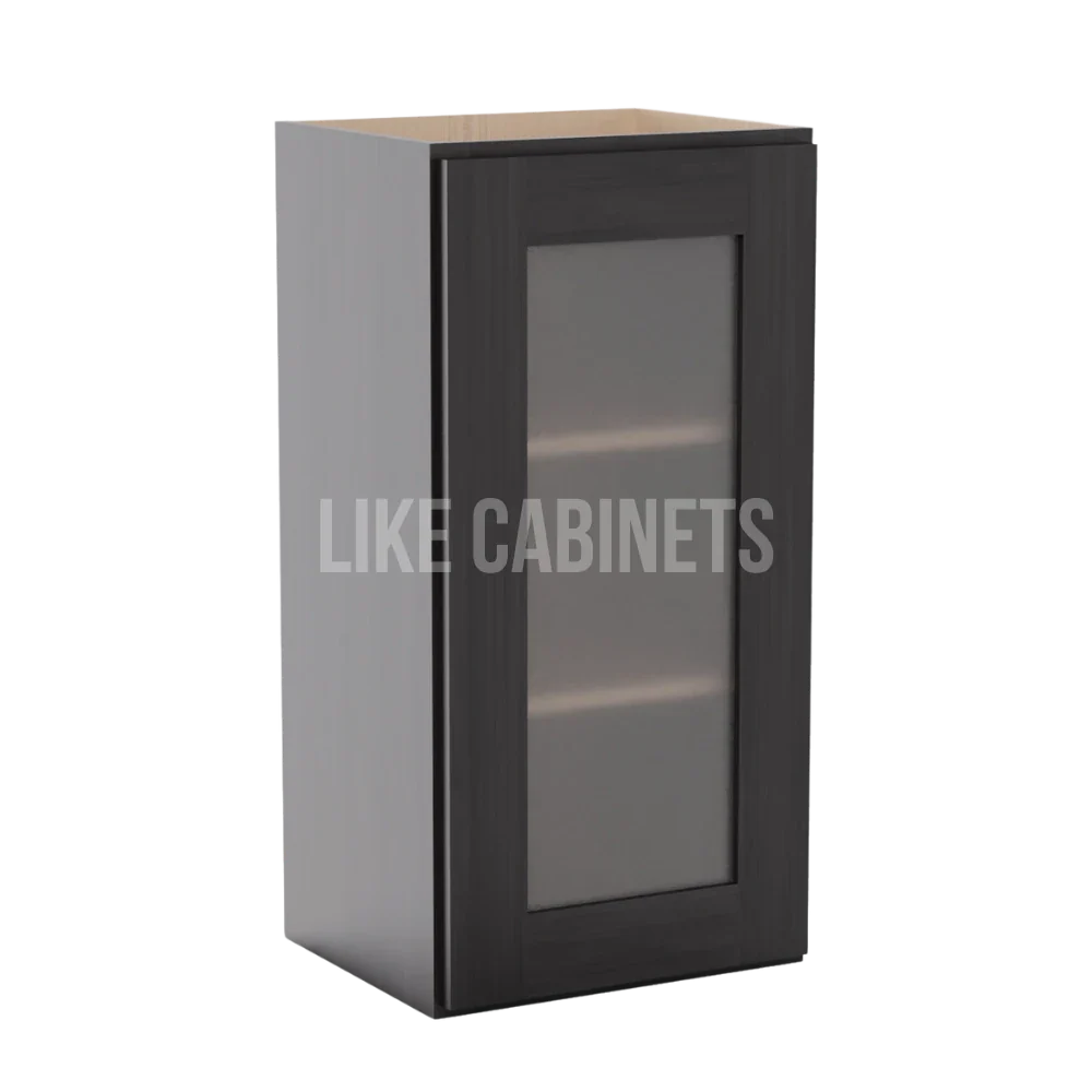 Smokey Ash 30'' H Single Door Wall Cabinet with Glass Door