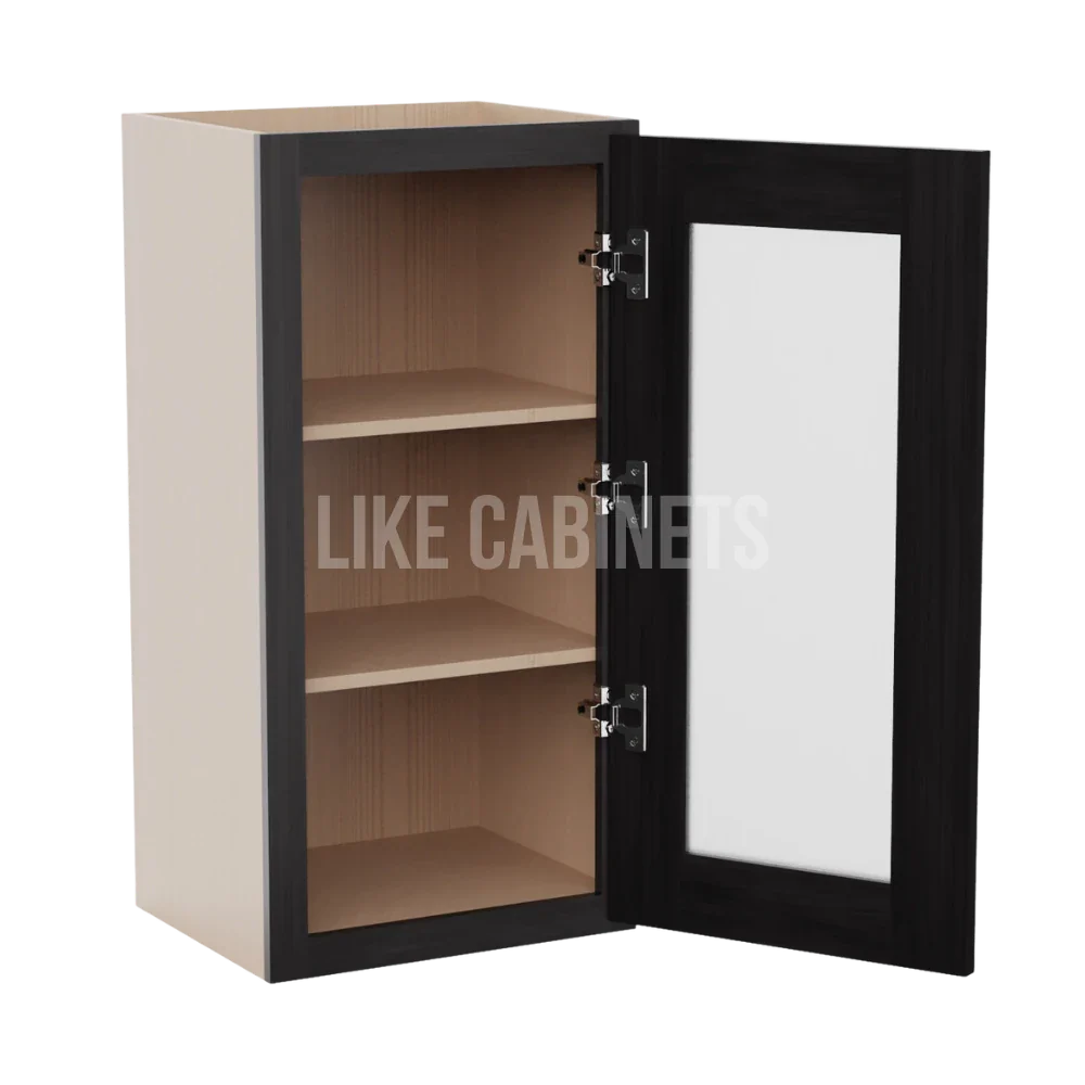 Smokey Ash 30'' H Single Door Wall Cabinet with Glass Door