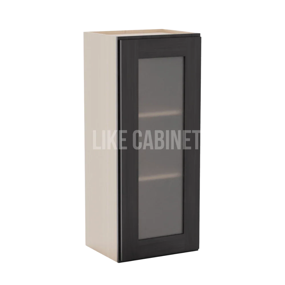 Smokey Ash Gray 36'' H Single Door Wall Cabinet with Glass Door