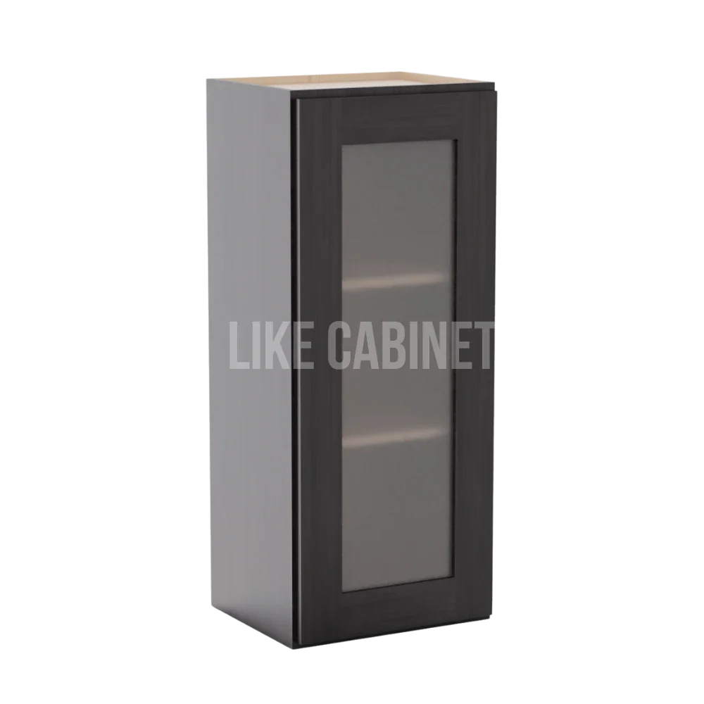 Smokey Ash Gray 36'' H Single Door Wall Cabinet with Glass Door
