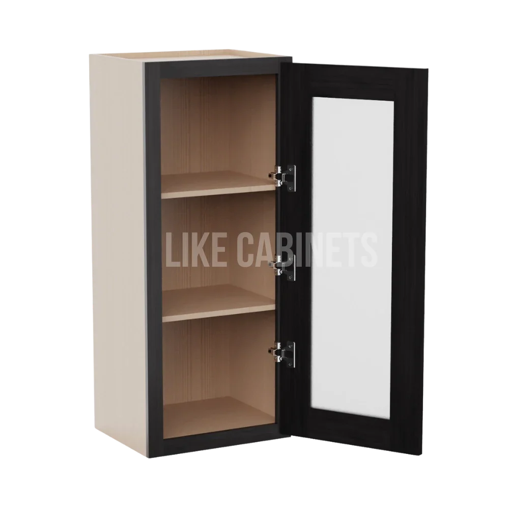 Smokey Ash Gray 36'' H Single Door Wall Cabinet with Glass Door