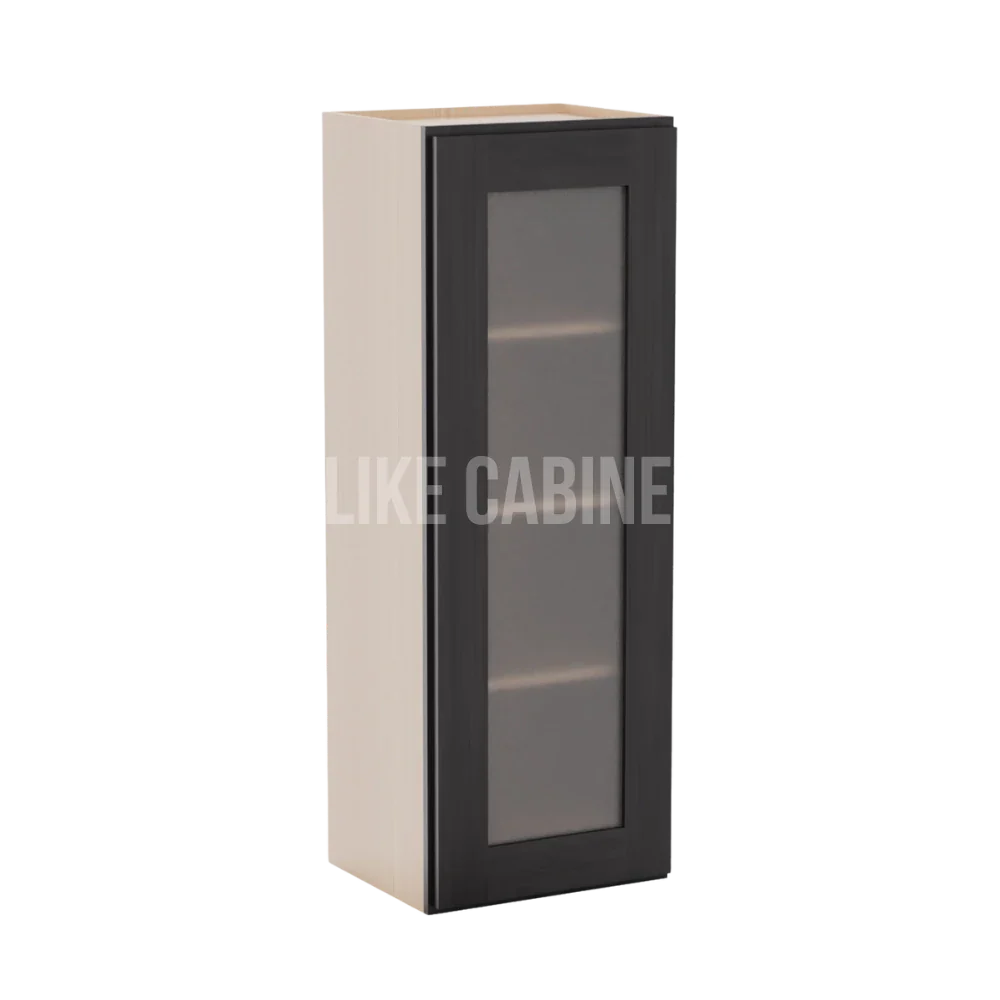 Smokey Ash 42'' H Single Door Wall Cabinet with Glass Door