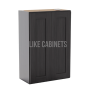 Smokey Ash Double Door Wall Cabinets 36''H, 12''D