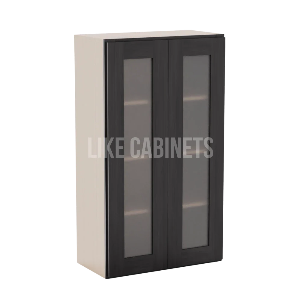 Smokey Ash 42'' H Double Door Wall Cabinet with Glass Doors
