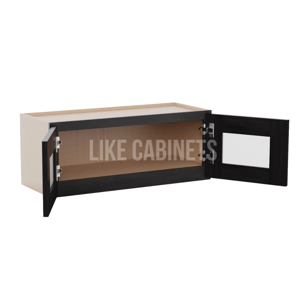 Smokey Ash 12''H Double Door Wall Cabinet whit Glass Doors